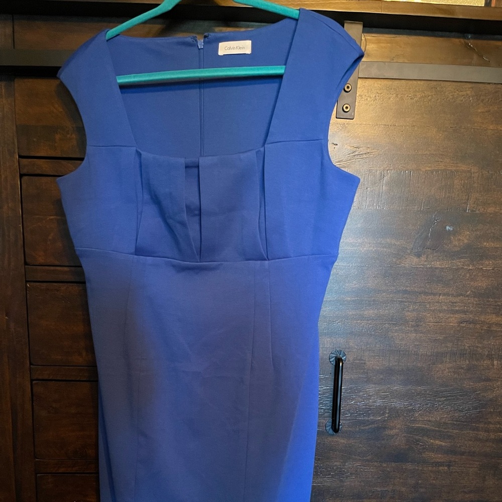 Calvin Klein pleated square neck dress